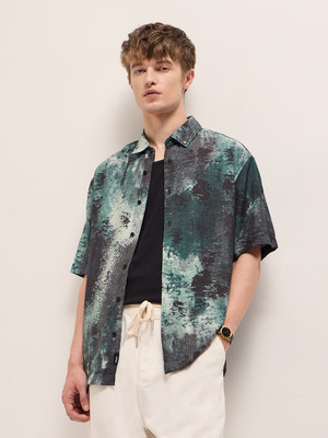 THE BEAR HOUSE Men Printed Casual Green Shirt
