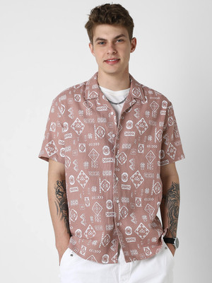 VASTRADO Men Printed Casual Brown Shirt