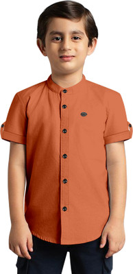 HG TAX Boys Solid Casual Brown Shirt