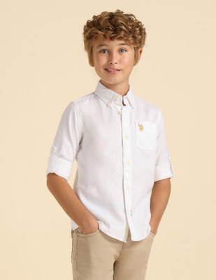 U.S. POLO ASSN. Boys Solid Casual White Shirt