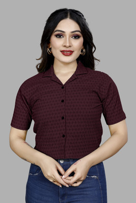Varidashi Women Self Design Party Maroon Shirt
