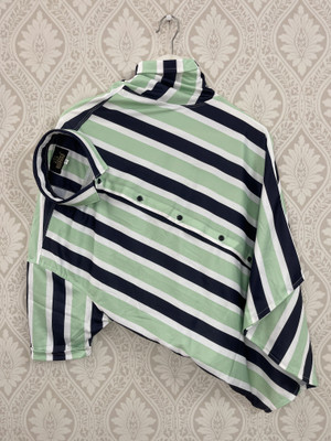 Indissoluble Men Striped Casual Black, Light Green, White Shirt