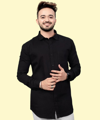 ALVIN ENTERPRISE Men Self Design Casual Black Shirt