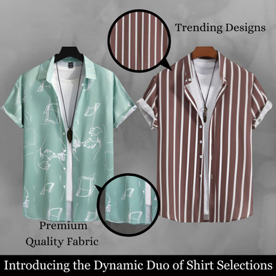 Hookstep Men Printed Casual Multicolor Shirt(Pack of 2)