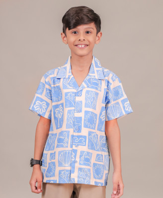 FunFukrey Boys Printed Casual Light Blue Shirt