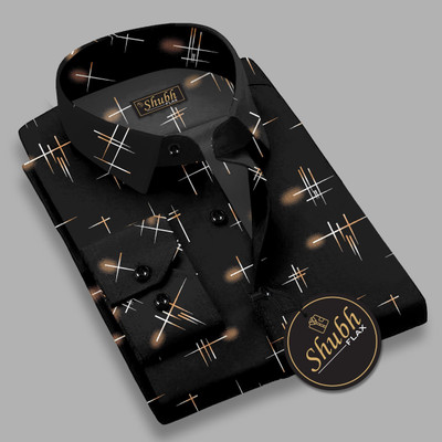 SHUBHFLAX Men Printed Formal Black Shirt