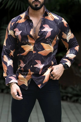 Bridons feb Men Printed Casual Cream, White, Blue Shirt