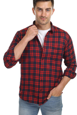 Trending Ayansh Men Solid Casual Red, Blue Shirt
