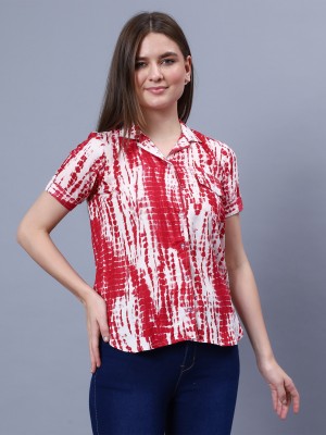 vogue treasures Women Printed Casual Red, White Shirt