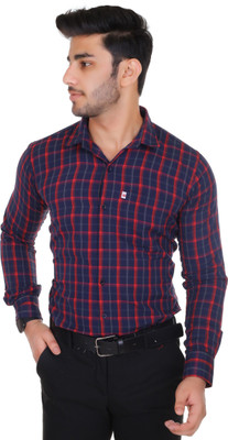 Shreyash Trend Men Solid Casual Dark Blue, Red Shirt