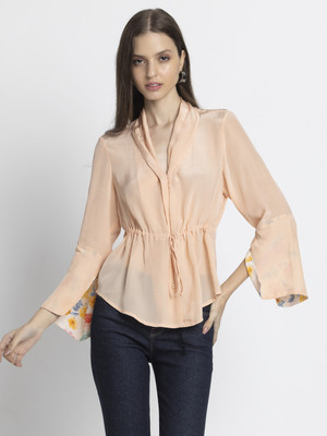 SHAYE SHAYE Women Solid Casual Pink Shirt