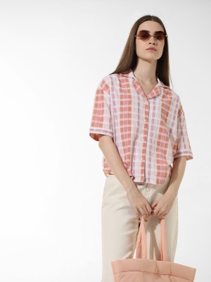 ONLY Women Checkered Casual Pink Shirt