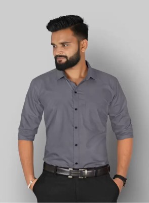 SHIVOHMNEXWATT Men Solid Formal Grey Shirt