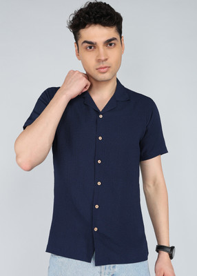 Paralians Men Solid Casual Blue Shirt