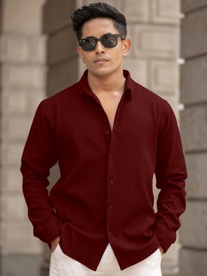 Cloth Factory Men Solid Casual Maroon Shirt