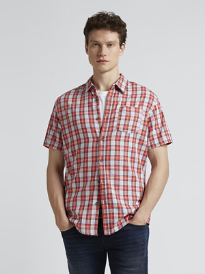 Pepe Jeans Men Checkered Casual Orange Shirt