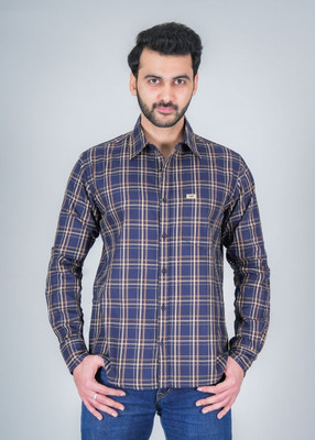 The Men Squad Men Checkered Casual Dark Blue Shirt