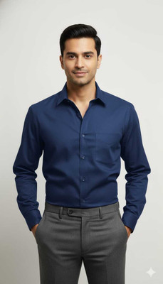 Fab Finner Men Solid Casual Blue Shirt