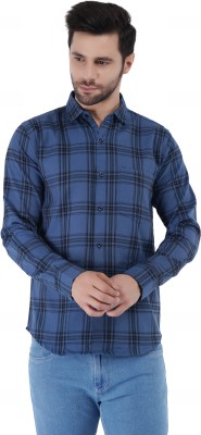 Saraai Men Checkered Casual Black, Dark Blue Shirt