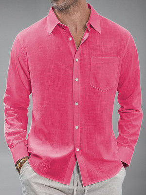 Apektra Men Solid Casual Pink Shirt