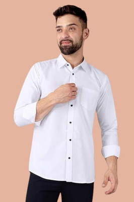 Azyroo Men Solid Formal White Shirt