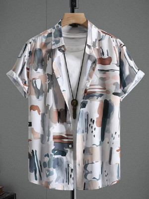 HouseOfCommon Men Floral Print Casual Brown, Grey Shirt