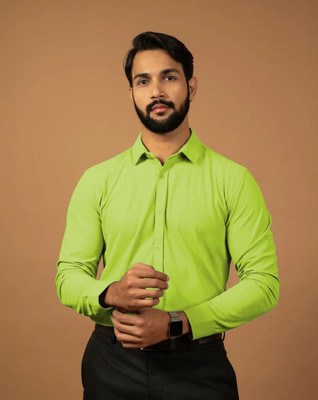 Neviq Men Solid Formal Light Green Shirt