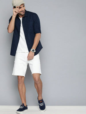 HERE&NOW Men Printed Casual Grey Shirt