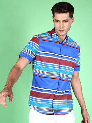 The Indian Garage Co. Men Striped Casual Blue Shirt