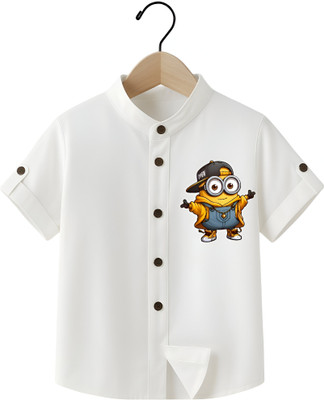 TycoonShop Boys Graphic Print Casual White Shirt