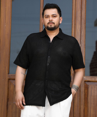 Instafab Plus Men Solid Casual Black Shirt