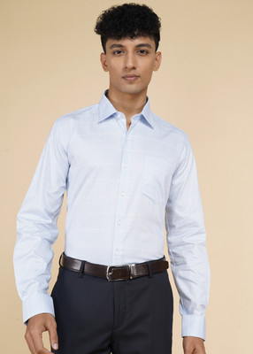 VAN HEUSEN Men Checkered Formal Blue Shirt