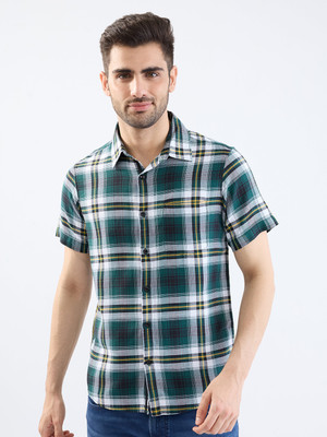 Spykar Men Checkered Casual Green Shirt