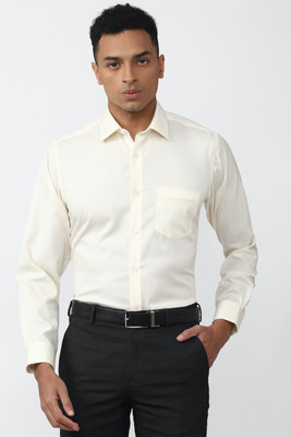VAN HEUSEN Men Solid Formal Cream Shirt