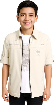 CAVIO Boys Printed Casual White Shirt