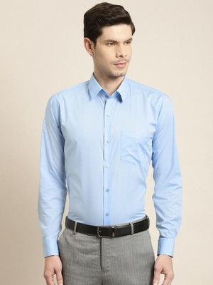 Hancock Men Solid Formal Blue Shirt