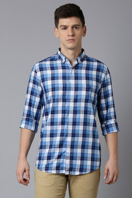 LOUIS PHILIPPE Men Checkered Casual Blue Shirt