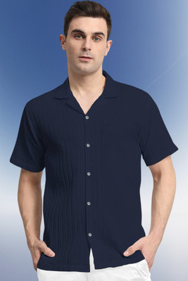 A Dearise Trend Men Striped, Self Design, Solid Casual Dark Blue Shirt