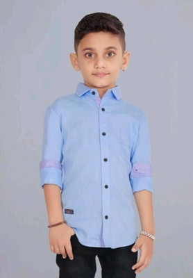 Maaruti Boys Solid Casual Light Blue Shirt