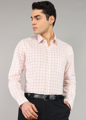 ARROW Men Checkered Formal Orange Shirt