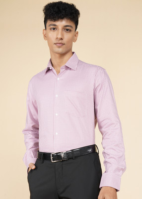 VAN HEUSEN Men Checkered Formal Pink Shirt