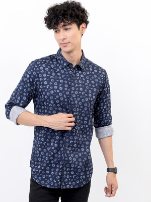 HIGHLANDER Men Printed Casual Blue Shirt