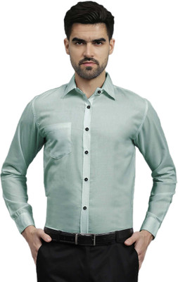 Navkanj Men Solid Formal Light Green Shirt