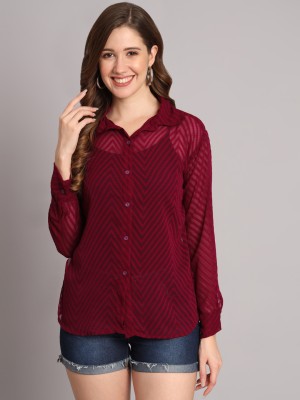 FUNDAY FASHION Women Solid Casual Purple Shirt