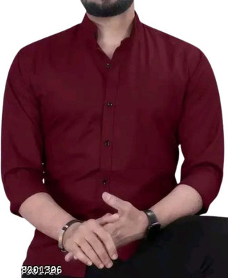 AATIVYA Men Solid Casual Maroon Shirt