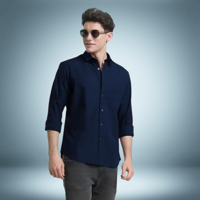 Sample Men Solid Casual Blue Shirt