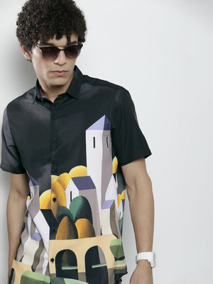 The Indian Garage Co. Men Printed Casual Black Shirt