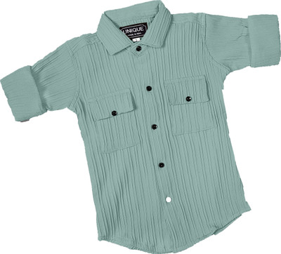 Perun Boys Self Design Casual Light Green Shirt