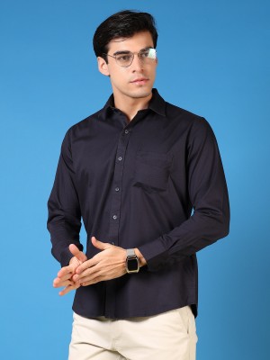 V-MART Men Solid Formal Dark Blue Shirt