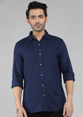WROGN Men Solid Casual Blue Shirt